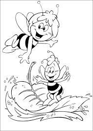 Online coloring book: Coloring book Maya the bee with a leaf